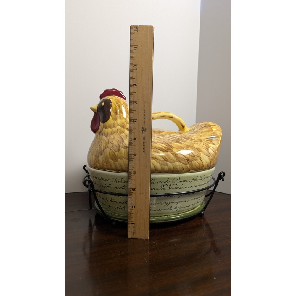 Temp-tations Tara Old World Chicken Covered Baker Roaster Dish with Stand 11in - Picture 12 of 15